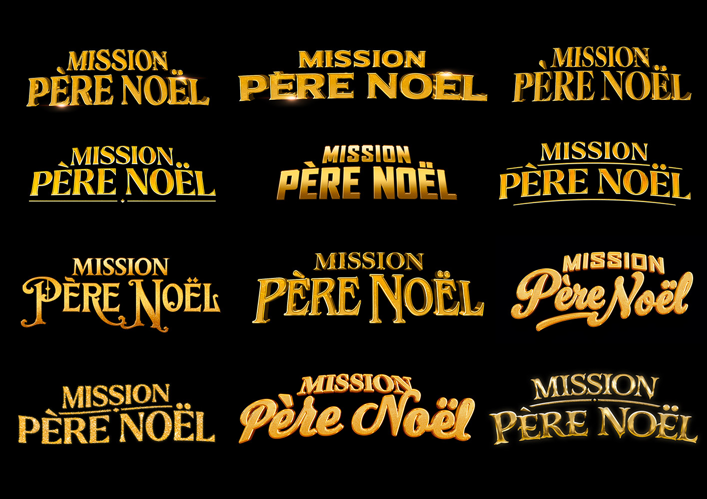 Mission Père Noël - essais de logos titre.
