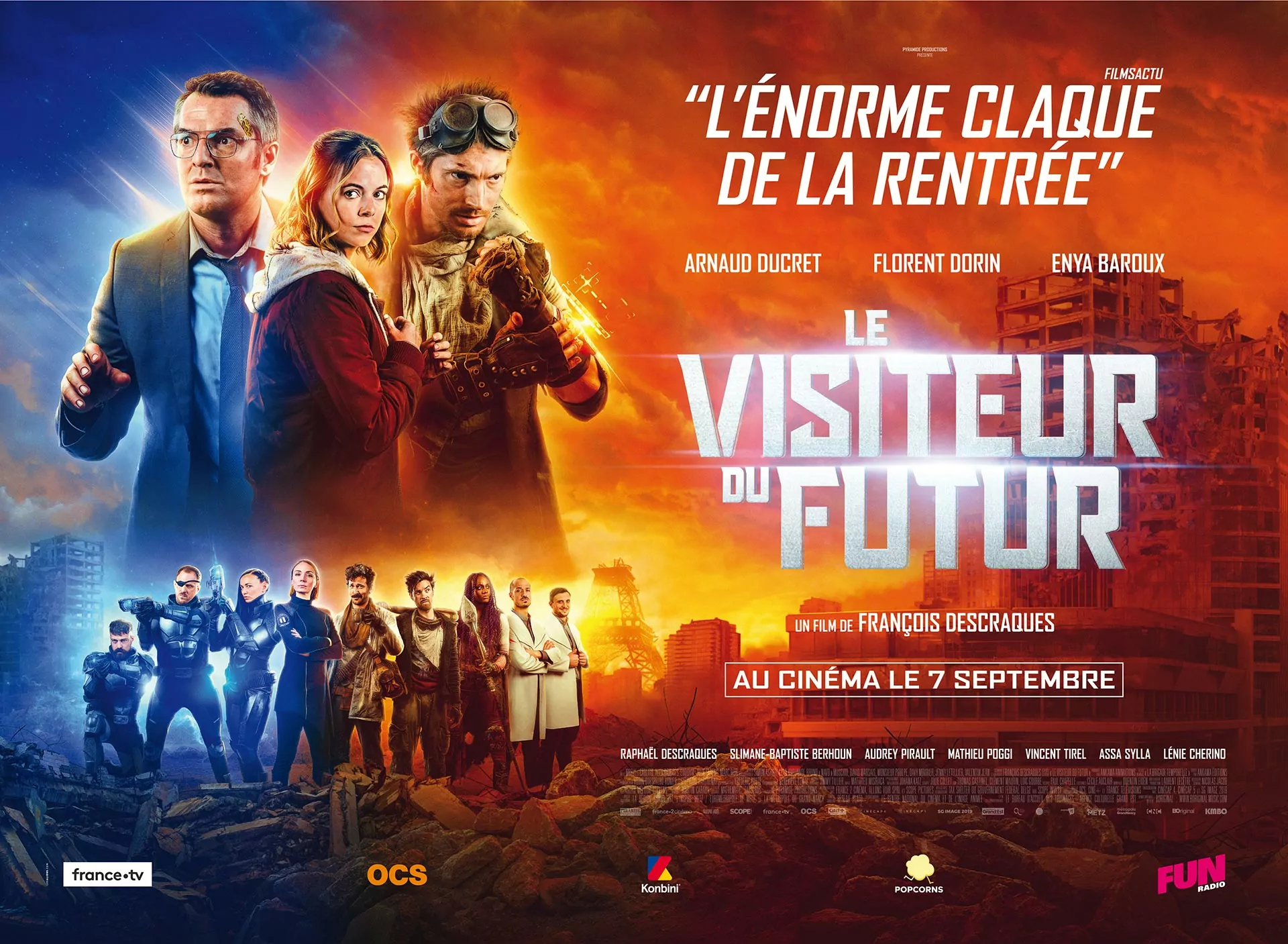 Le visiteur du futur, affiche cinéma, film distribué par KMBO - Création agence Les Aliens, déclinaison  préventifs 4x290