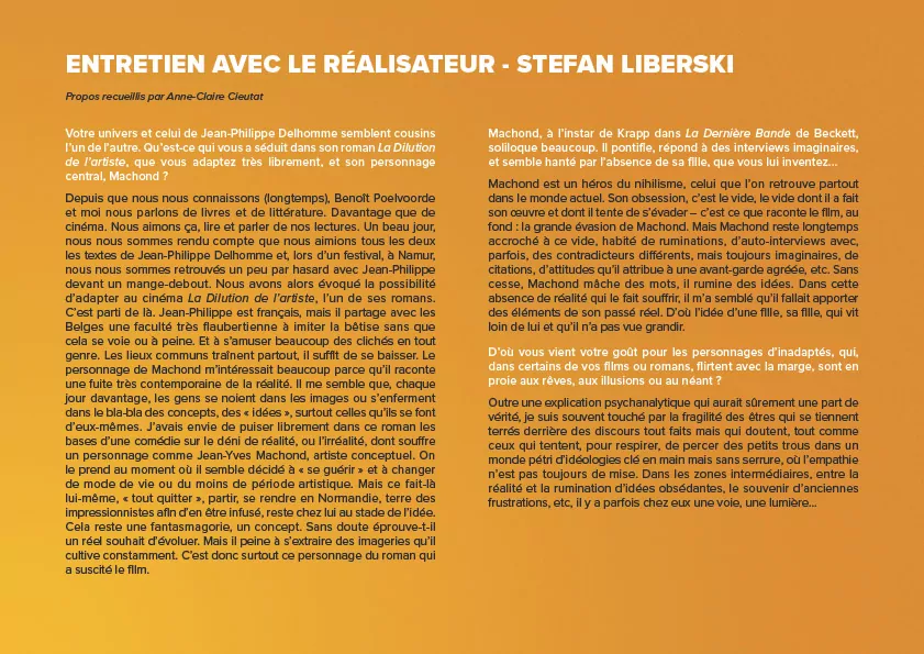 Dossier de presse pour la sortie du film "L