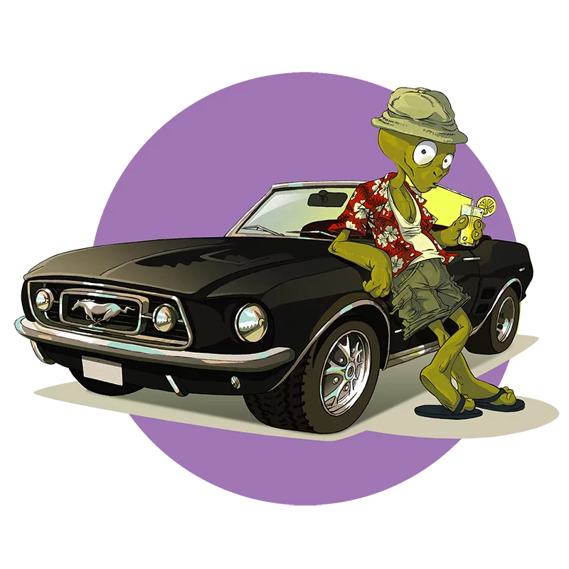 Agence Les Aliens - illustration "Alien cool" violet - site lesaliens.com - 800x800px