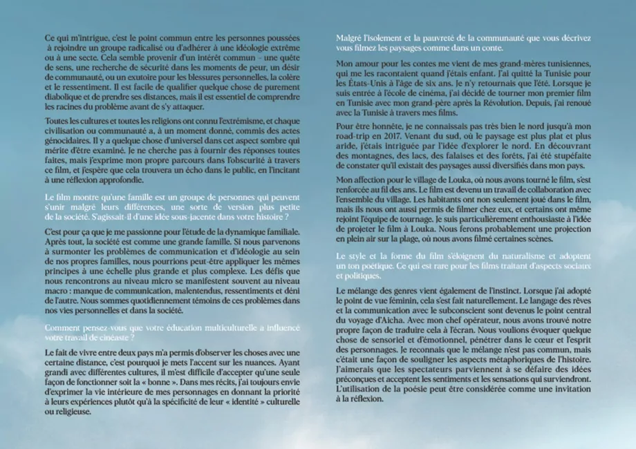 Dossier de presse pour la présentation du film LA SOURCE : page 8. L