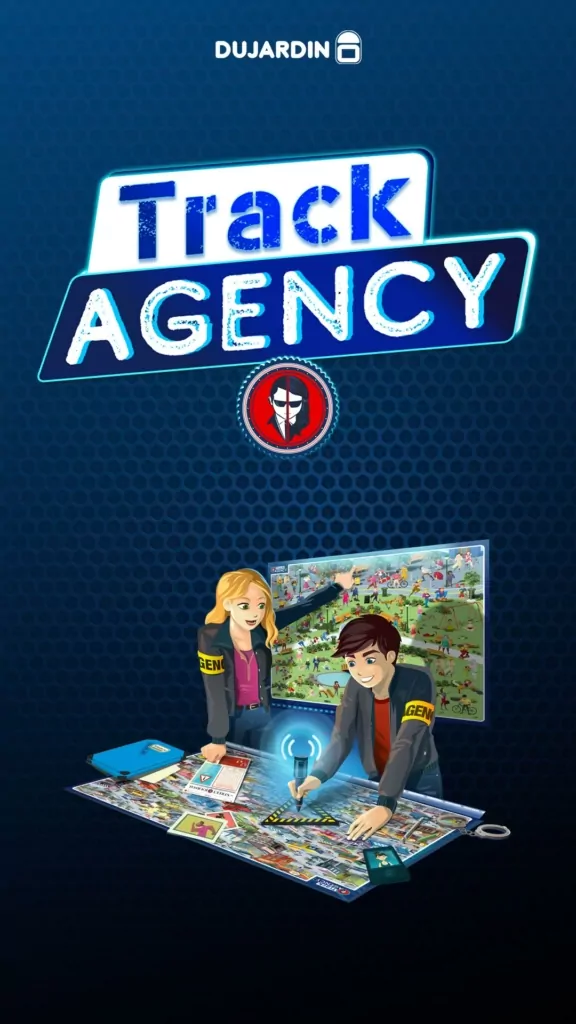Track Agency : un jeu de société captivant des jeux Dujardin qui a reçu le prix du meilleur jeu d’enquête au Grand Prix du Jouet 2019. Conception graphique de tous les éléments du jeu, design pack, illustrations : Agence LES ALIENS.