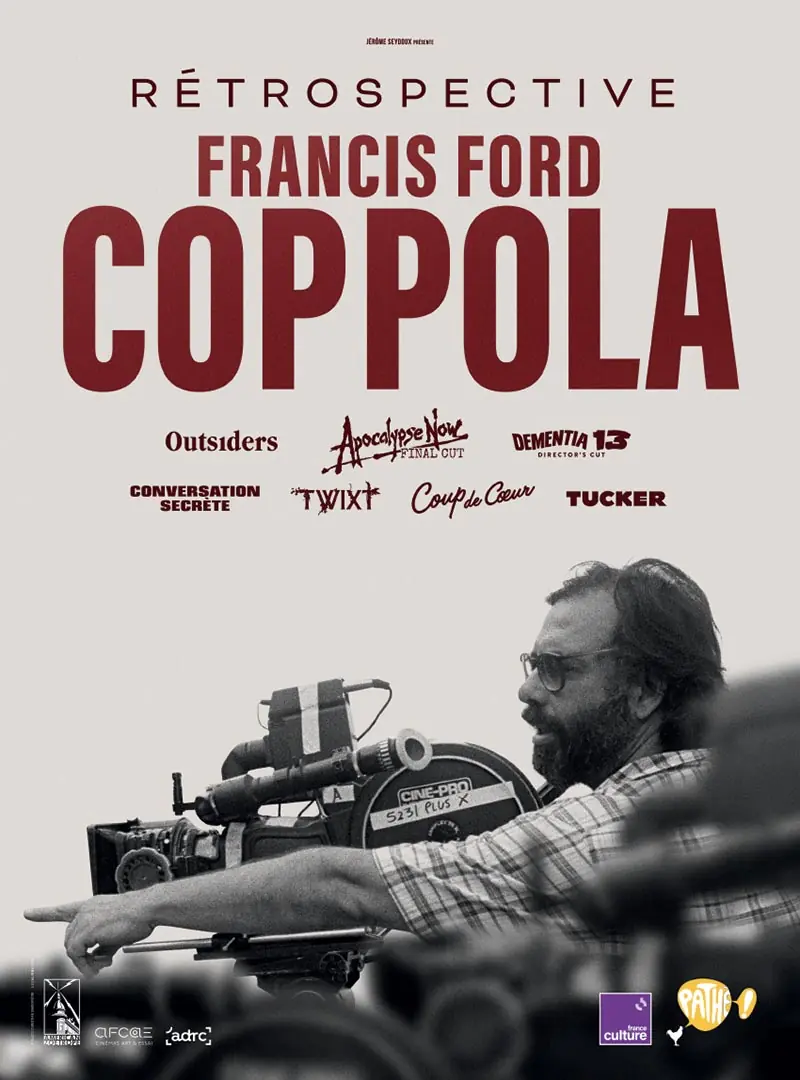 Affiche générique créée pour la retrospective Francis Ford Coppola proposée au cinéma en novembre 2025 par le distributeur Pathé Films. Une création de l'Agence LES ALIENS qui a aussi adapté les affiches originales pour le web.