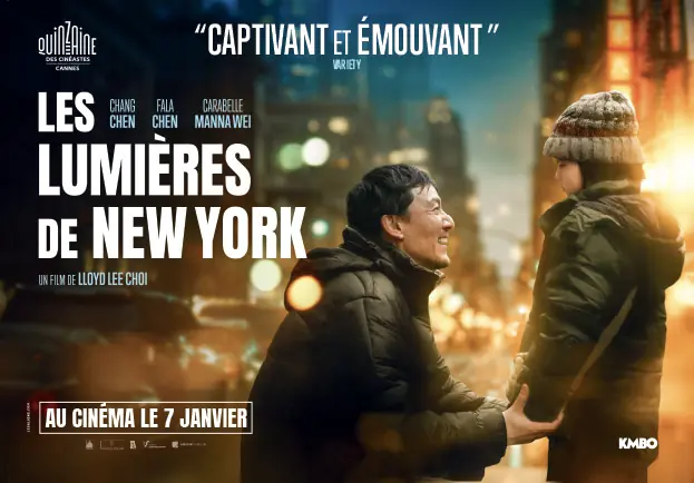 Déclinaison presse de l'affiche officielle française du film LES LUMIÈRES DE NEW YORK. Un film de Lloyd Lee Choi distribué en France par KMBO en janvier 2026. Titre original : Lucky Lu. Création : AGENCE LES ALIENS. Insertion presse 210x148,5.