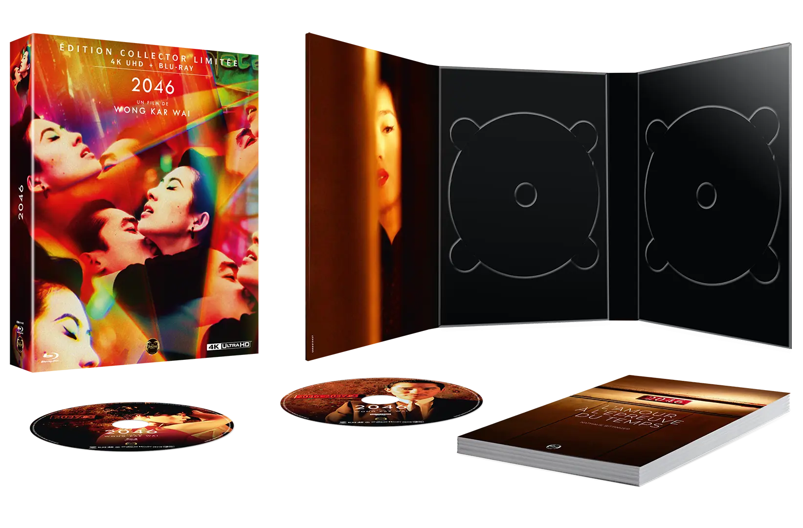 Coffret collector édition limitée du film "2046" du réalisateur hongkongais Wong Kar Wai. Une affiche, puis un coffret créés par l'Agence Les Aliens. Un film avec Tony Leung, Chiu-Wai, Gong Li et Takuya Kimura. Distribution en France en décembre 2024 par The Jokers Films. Simulation 3D du coffret ouvert avec les typons, le digipack ouvert, le stealcase et le livret de 198 pages.