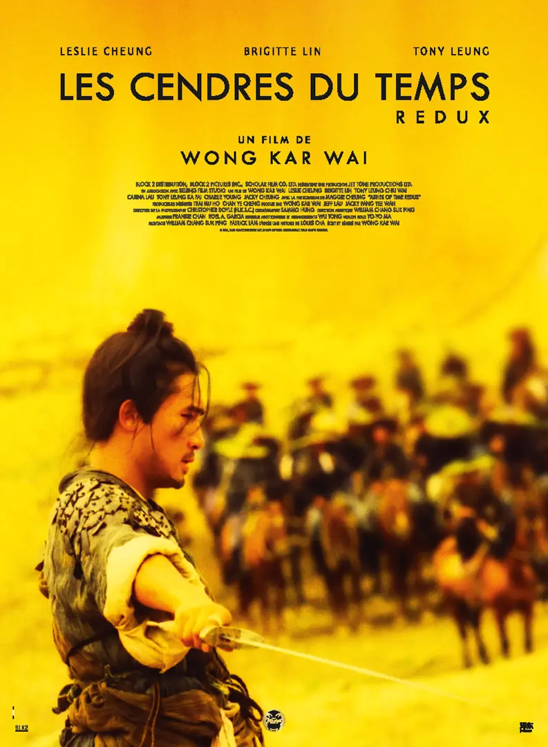 Affiche française pour la ressortie du film Les Cendres du Temps du réalisateur Wong Kar Wai. Une création de l'Agence LES ALIENS pour le distributeur du film The Jokers films. Titre original : Ashes of Time Redux. Affiche 120x160.
