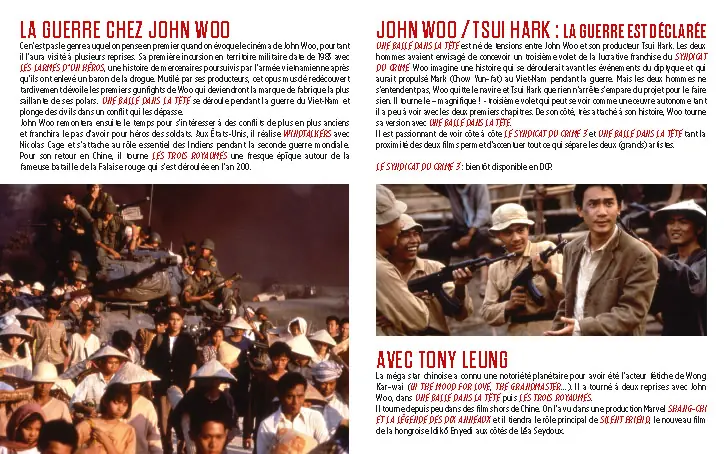Argumentaire de 4 pages (page 3) pour la ressortie en salle du film de John Woo "Une Balle dans la Tête". Une affiche créée par l