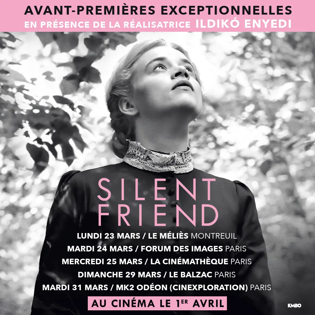 Silent Friend : déclinaison INSTAGRAM de l'affiche officielle française du film Silent Friend de la réalisatrice Ildiko Enyedi. Affiche créée par l'Agence LES ALIENS qui a aussi décliné tous les formats print et web. Un film avec Tony Leung Chiu-Wai, Léa Seydoux, Luna Wedler. Distribution KMBO, à partir du 1er avril 2026. Format Instagram : annonce avant-première.