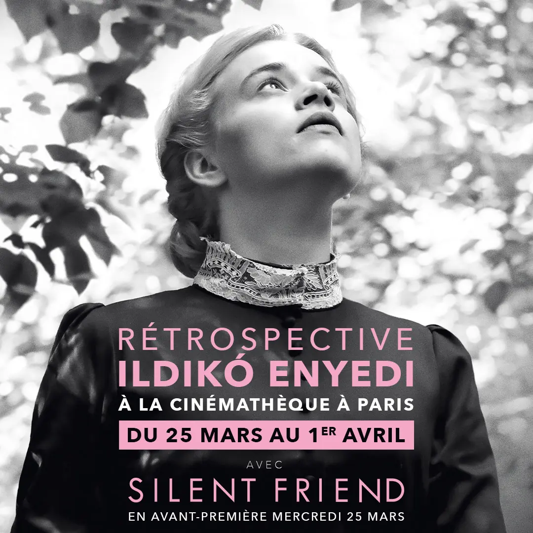 Silent Friend : déclinaison INSTAGRAM de l'affiche officielle française du film Silent Friend de la réalisatrice Ildiko Enyedi. Affiche créée par l'Agence LES ALIENS qui a aussi décliné tous les formats print et web. Un film avec Tony Leung Chiu-Wai, Léa Seydoux, Luna Wedler. Distribution KMBO, à partir du 1er avril 2026. Format Instagram : annonce retrospective Ildiko Enyedi.