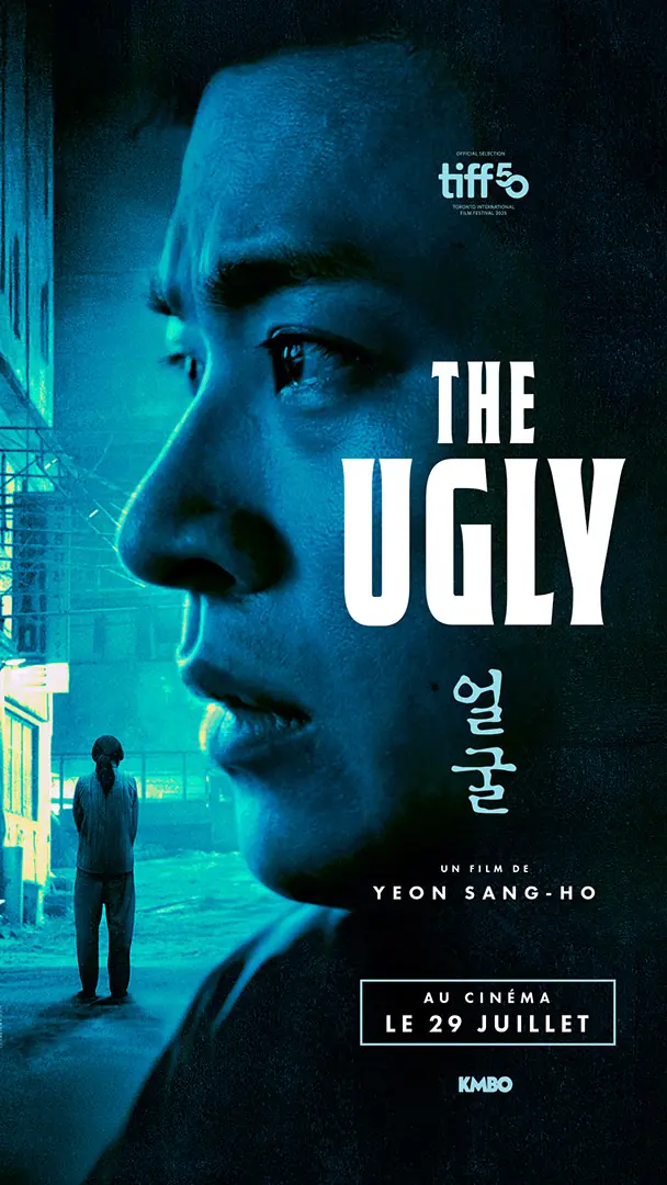 Déclinaisons de l'affiche officielle pour la sortie en France du film coréen THE UGLY. Format 1080x1920 "écran de hall". Une affiche créée par l'Agence LES ALIENS pour le distributeur français du film, KMBO. Le film sort en salle en février 2026. Un film du réalisateur Sang-Ho Yeon.
